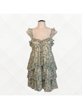 Wild Fable Floral Mini Dress • XS • NWT • Green • Ruffle